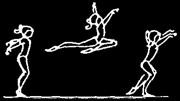 609 Split jump (leg separation 180 ) body arched and head dropped bwd, 1/1 (360) turn or more to ring 180 separation
