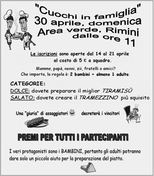 Compito 1 Scrivere un invito di 50-80 parole ad un amico/un amica usando le informazioni del volantino qui sotto.