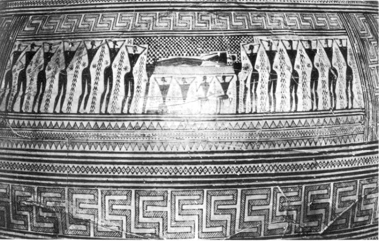 élğlényeket ábrázoló figurák. Szarkofág a i.e. 400 körülrğl, Ayía Triadha.