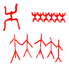 Stilizált szarvasagancsok ábrázolása vonalmenti ismétl déssel, paleolitikumból 6 2.3. ábra A kolo táncos különböz sematikus figurái, paleolitikum 6 2.