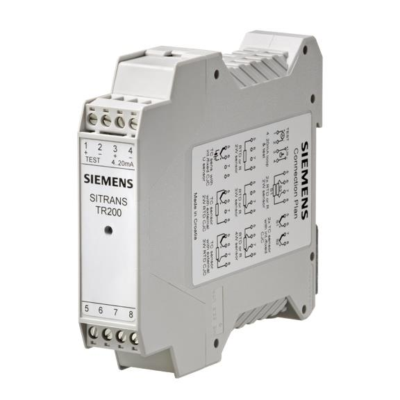 Ipari példák SITANS T200 DIN rail váltzat Méréstartmány TD: -200 C 850 C, Hőelem: -200 C 1820 C mv: -1 +1000, Érzékelő: TD vagy hőelem