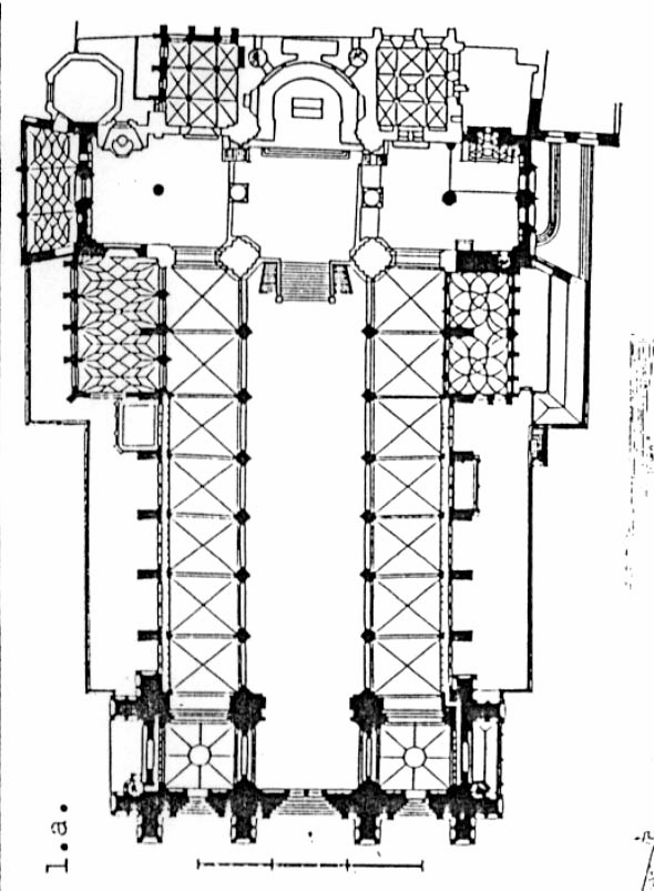 Strassburg, katedrális (1250-1275): Erwin Steinbach tervei szerint készült korábbi, románkori részletek fölhasználásával (keleti rész, altemplom).