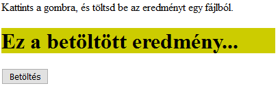 jquery AJAX hívás példa www.bitman.hu jqpl_5.htm <html> <head> <title>the jquery Example</title> <script type = "text/javascript" src = "http://ajax.googleapis.com/ajax/libs/jquery/2.1.3/jquery.min.