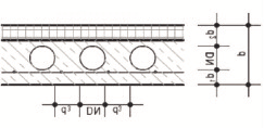 1 - padlóburkolat 2 - esztrich 3 - építési fólia 4 - hő és lépéshang szigetelés 5 - FlexPipe cső 6 - födém (Beton) 7 - FRS-DWK/FRS-DKV szelepfogadó idom