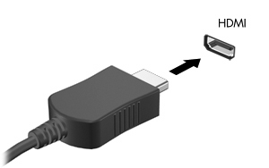 A video- vagy audioeszköz csatlakoztatása a HDMI-porthoz: 1. Csatlakoztassa a HDMI-kábel egyik végét a számítógép HDMI-portjához. 2.