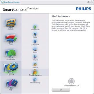 (Lopásgátlás üzemmód) elemet. Options (Opciók) >Input (Bemenet) - Csak akkor aktív, ha kiválasztja az Input (Bemenet) elemet az Options (Opciók) legördülő menüben.