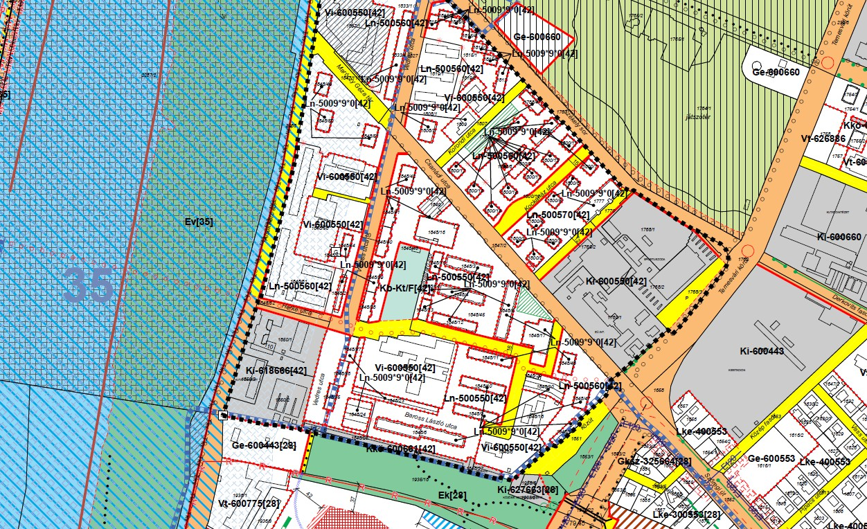 Odessza városrész - javaslat I.1.3.Tervezett szabályozás részletes bemutatása Tervezési metódus: A szabályozás két tanulmányterv javaslataira alapul: Odessza lakótelep esetén a Tájrajz Bt.