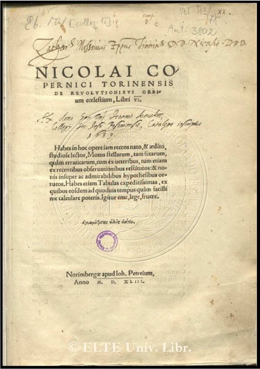 COPERNICUS, Nicolaus: De revolutionibus orbium