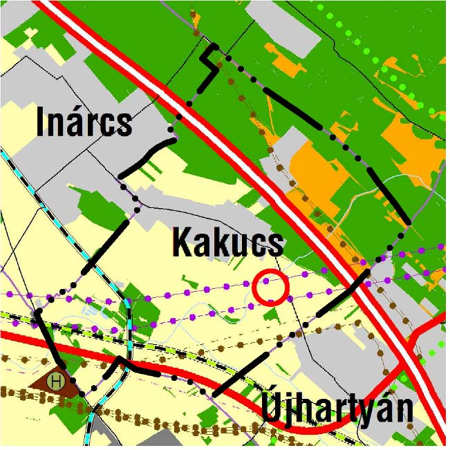 KAKUCS KÖZSÉG. A megye Szerkezeti terve a módosítási terület jelölésével A módosítási terület a mezőgazdasági térségbe tartozik. 6.