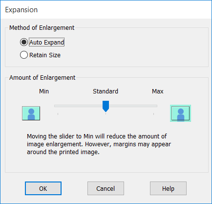 oldal C Válassza az Auto Expand (Automatikus nagyítás) vagy a Retain Size (Tartott méret) lehetőségeket a Method of Enlargement (A nagyítás módszere) beállítás számára.