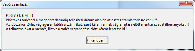 Az indexelés végrehajtásánál nem lehet több felhasználó bejelentkezve a rnedszerbe.