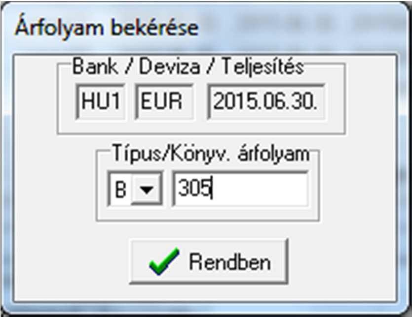 A program bekéri a az árfolyam típusát (Bank, Pénztár), és a közép árfolyamot.