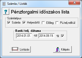 Pénzforgalmi időszakos lista