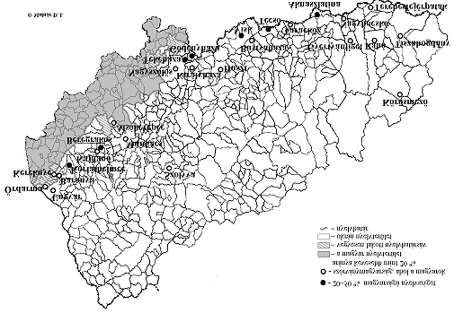 136 Molnár József 1. ábra. A kárpátaljai magyarság nyelvterülete, nyelvszigetei és jelentõsebb szórványtelepülései (Molnár, Molnár D., 2005) A 2.