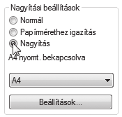 NYOMTATÁSI FUNKCIÓK A NYOMTATÁSI KÉP MÉRETÉNEK NÖVELÉSE/ CSÖKKENTÉSE (Nagyítás) Ez a funkció használható a kép kiválasztott arányú nagyítására vagy kicsinyítésére.