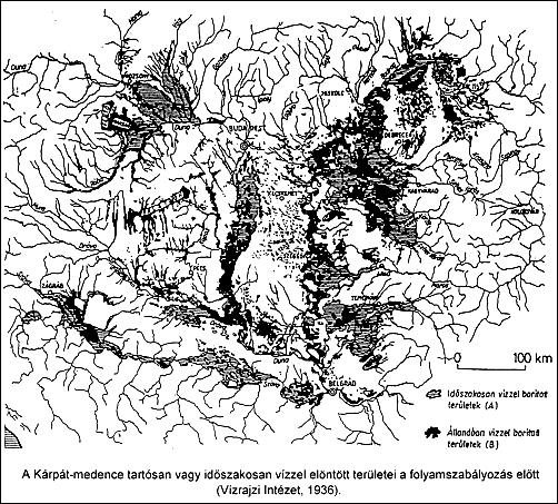 A Vízrajzi Intézet mérnökei 1936-ban a tiszai, a dunai mappáció keretében készítették el azt az elöntési térképet, mely a folyószabályozás