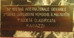 Réztábla felirata: 14 Meeting Internazionale Giovanile