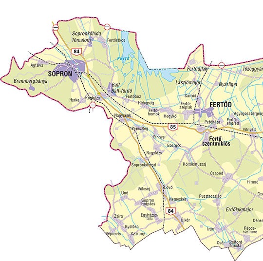 2. ábra. A Sopron-fertődi kistérség térképe A megye kistérségeit tekintve a Sopron-Fertődi kistérséghez tartozik a legtöbb település. Területe azonban csak a második legnagyobb.
