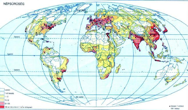 FELÜLETI MÓDSZER Népsűrűség
