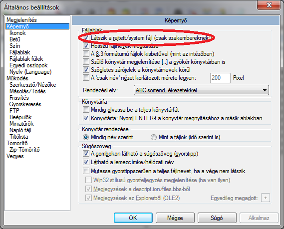 15. ábra Beállítások, rejtett fájl láthatósága {á:m1e3a15.png} A bekapcsolás után úgy ismerjük fel a rejtetté tett fájlt, hogy annak megváltozott az ikonja. 16. ábra Rejtett fájl {á:m1e3a16.