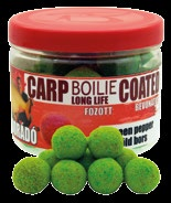 Carp Boilie Long Life Coated A piros tetővel és a piros címkével ellátott Coated, azaz bevonatos főzött bojli nagyon