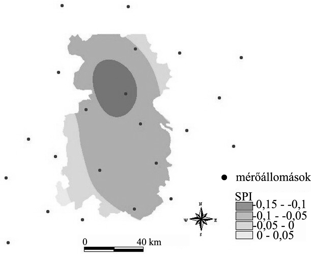 120 Zs á k o v i c s G. et al. 3. ábra Az 1970 2000 közötti időszak január hónapjainak SPI átlaga Figure 3. Average January SPI values of the period 1970 2000 4.