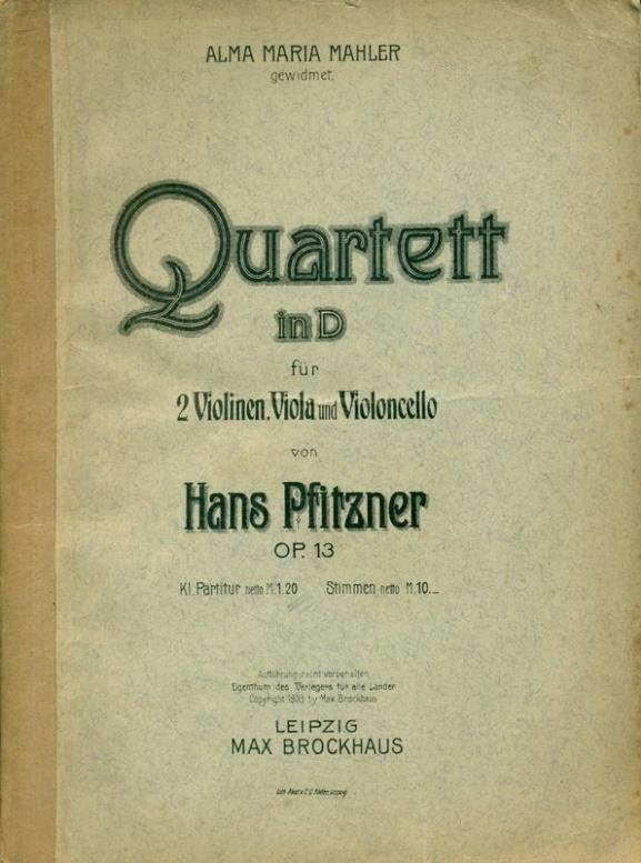 106. Kornauth, Egon: Op. 14 Kleine Abendmusik für Streichquartett Wien-Leipzig, c1926, Ludwig Doblinger. VN D. 6433. 29, [1] p. 186 mm Paper cover. Cover torn off. Vignette on front cover.