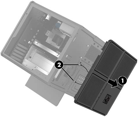 A PCI ventilátor eltávolítása A PCI ventilátor a ház elülső oldalához van rögzítve, és kiegészítő hűtést biztosít a videokártyáknak.