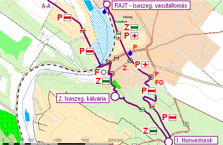 Isaszeg vasútállomásról eleinte a vasúti sínekkel párhuzamosan, a