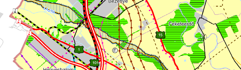 3.2.2 Megyei területrendezési terv Kivonat a Megyei Területrendezési Tervből A Megyei Területrendezési tervben szereplő meghatározó elemeket nem érint a tervezett módosítás.