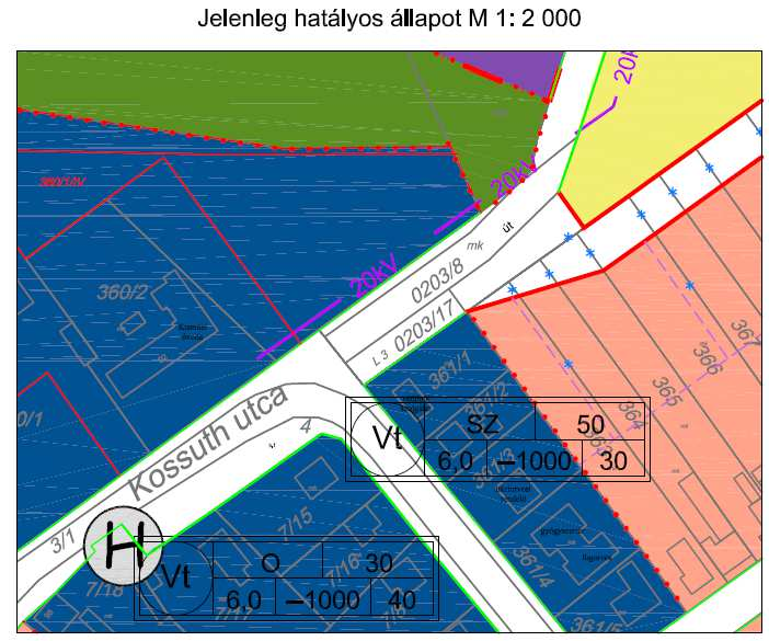 Dunakiliti településrendezési eszközök módosítása (Msz.: 16016) 26 11. sz. módosítás A 361/1 és a 0203/17 hrsz-ú ingatlanok telekalakítása.