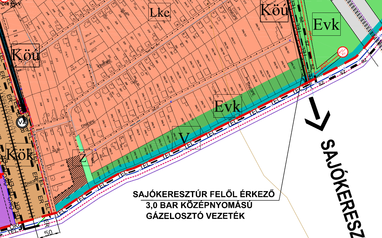 1.SZ. MÓDOSÍTÁSI TÉTEL A módosítás során átvezetésre kerül a vízjogi engedéllyel rendelkező, települést körbe záró körgát