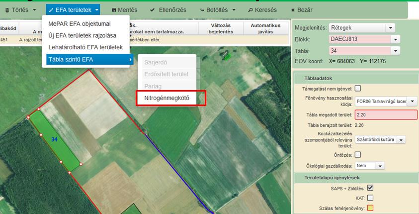 Ökológiai fókuszterületek igénylése az