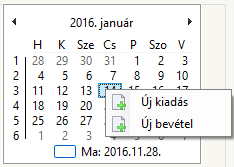 Az ablak felépítése Naptár Az ablak bal felső sarkában található egy naptár. A naptár egy tetszőleges napjára kattintva a program az adott naphoz tartozó hónap adatait jeleníti meg.