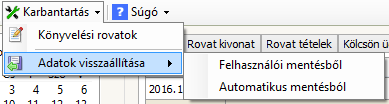 Karbantartás/Adatok visszaállítása