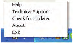 A Context Menu (helyi menü) négy lehetőséget tartalmaz: SmartControl Lite Ha kiválasztják, látható az About (Névjegy) képernyő.