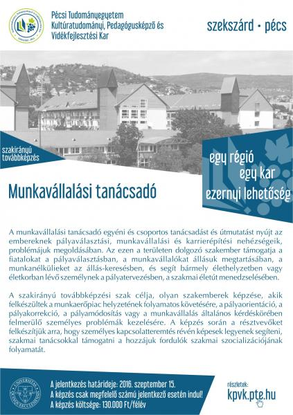 A szakkal, a szak felvételével kapcsolatos további információ: Dr. Cseh Judit, adjunktus (cseh.judit@kpvk.pte.