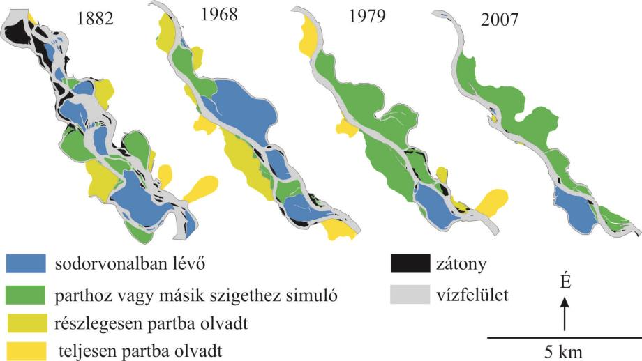 A Dráván a szigetek dinamikusan változnak, az őket határoló mellékágak eltömődésével a partba olvadnak, miközben a mederben újak jönnek létre.