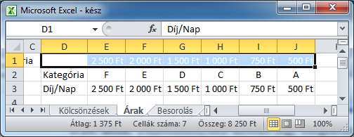 Ha a keresési érték nagyobb, mint tábla legnagyobb értéke (például ha 95-öt keresünk), akkor a legutolsó sorból veszi az adatot (itt a 85 sorából, tehát ötöst ad eredményül). 5.