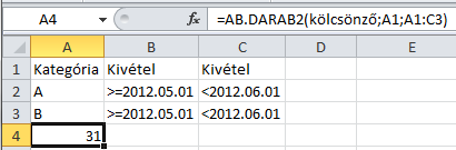 mennyi a januári, februári, márciusi stb. filmkölcsönzések összes bevétele). Ekkor elkészítjük a megfelelő szűrőtartományokat egymás mellett, és alatta egy másolható (!