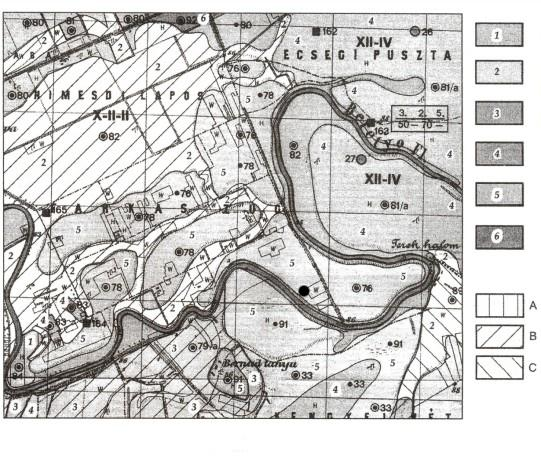 Géczy-féle községhatáros átnézeti talajismereti térképek M= 1:25 000.