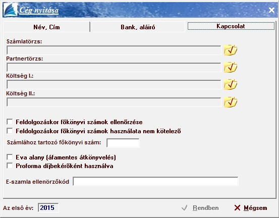 Amennyiben szeretné használni az összekötési lehetőséget, akkor a 'Feldolgozáskor főkönyvi számok ellenőrzése' mezőt pipálással jelölje meg, így nem fordulhat elő hibázási lehetőség, vagyis a