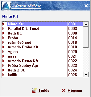 Cég törlése Hibásan nyitott, illetve megszűnt cég esetén szükség lehet teljes törlésre, melyet e menüpontnál lehet