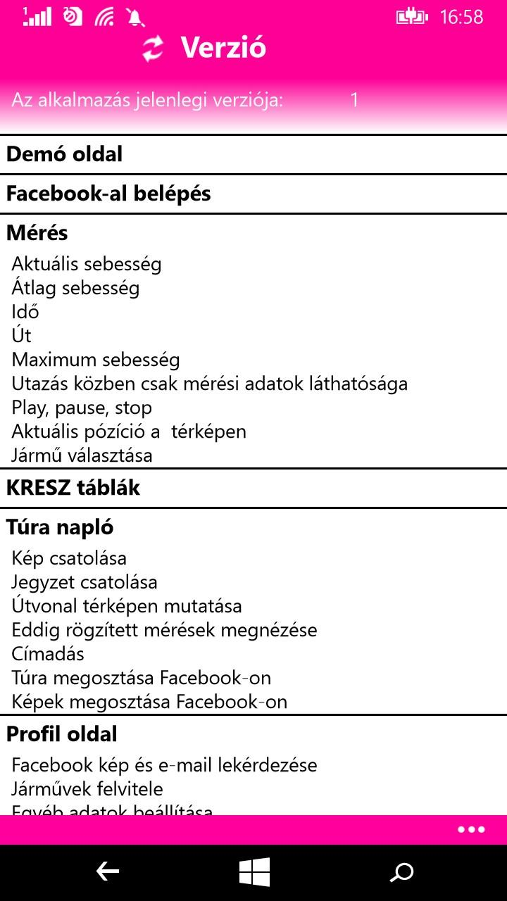 INFORMÁCIÓK Az aktuális verzióban lévő képességek