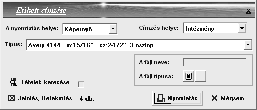 Etikett címke I. A partnerek vagy azok egy csoportja számára etikett címezhető.