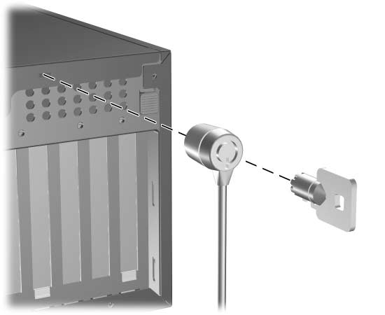 C Biztonsági záras védelem Biztonsági zár felszerelése Kábelzár A számítógép biztonságos lezárásához az alább és a következő oldalakon látható biztonsági zárak használhatók.