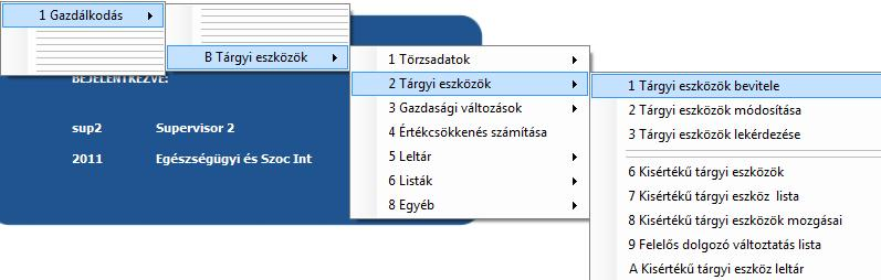 1.B.2. TÁRGYI ESZKÖZÖK 1.B.2.1. Tárgyi eszközök bevitele Leltári szám: kitöltése kötelező (amennyiben a program