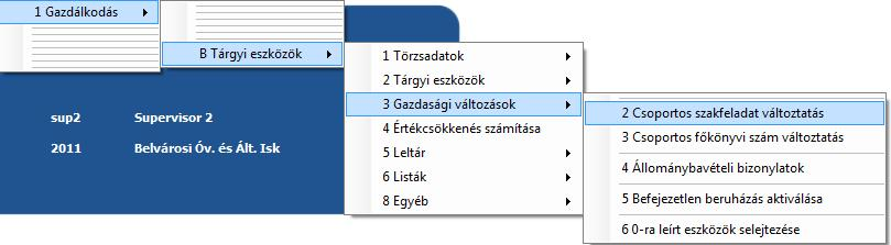 B.2. GAZDASÁGI VÁLTOZÁSOK 1.B.2.2. Tárgyi eszköz módosítása Új gazdasági esemény rögzítése Keressük meg leltári szám alapján azt az eszközt, amelyre új mozgást szeretnénk rögzíteni, majd