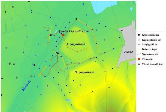 57 infiltráció folyamatos szennyezést fog okozni a jövőben is. Az elsődleges aggodalom a magasabb oldott anyag tartalom miatt van, elsősorban a 7-8 ph-jú magnézium-szulfát miatt.