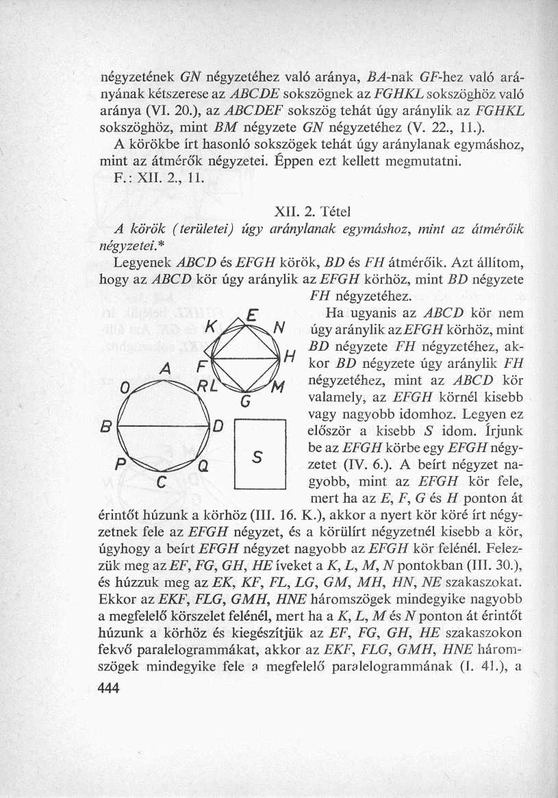 négyzetének GN négyzetéhez való aránya, BA-nak GF-hez való arányának kétszerese az ABCDE sokszögnek az FGHKL sokszöghöz való aránya (VI. 20.